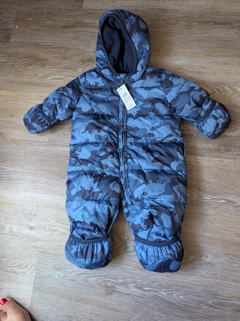 GAP Blue Dino Camo Bunting Snowsuit